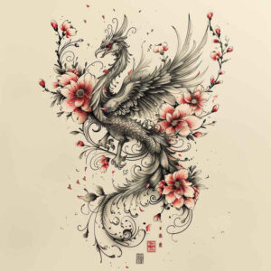 phoenix-with-shadow-and-light – tattoo design ideas free ai generated – realism-moist-effect – for-toe – Gallery: phoenix-inkby-ai