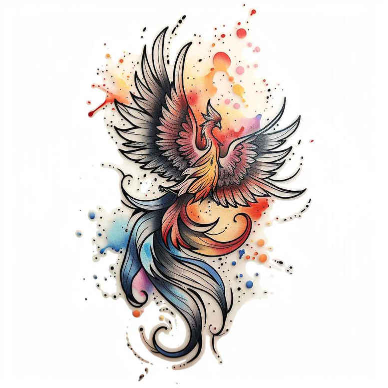 phoenix-with-shadow-and-light – tattoo design ideas free ai generated – realism-natural-blush – for-full-back – Gallery: phoenix-inkby-ai