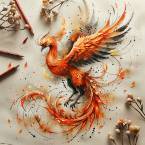 phoenix-with-shadow – tattoo design ideas free ai generated – surrealism-abstract – for-wrist-side – Gallery: phoenix-inkby-ai
