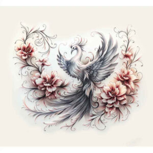 phoenix-with-shadow – tattoo design ideas free ai generated – surrealism-chromatic-flux – for-back-of-neck – Gallery: phoenix-inkby-ai