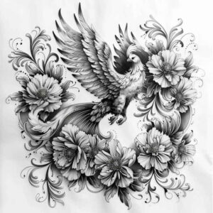 phoenix-with-spiritual-motif – tattoo design ideas free ai generated – neotraditional-contoured-forms – for-neck – Gallery: phoenix-inkby-ai