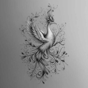 phoenix-with-symbol – tattoo design ideas free ai generated – neotraditional-subtle-tone – for-upper-back – Gallery: phoenix-inkby-ai