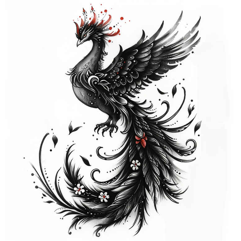phoenix-with-symbol – tattoo design ideas free ai generated – realism-realistic-proportions – for-stomach – Gallery: phoenix-inkby-ai