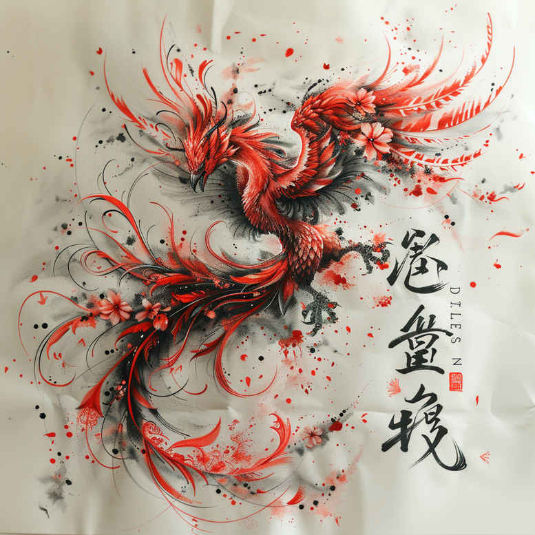 phoenix-with-symbolic-meaning – tattoo design ideas free ai generated – neotraditional-bold-highlights – for-side – Gallery: phoenix-inkby-ai