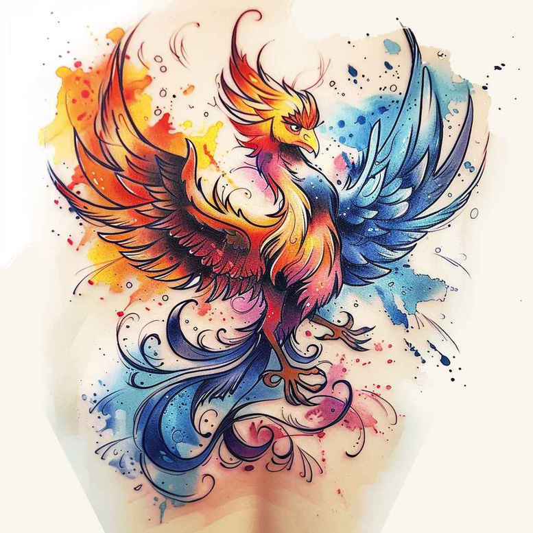 phoenix-with-symbolic-meaning – tattoo design ideas free ai generated – neotraditional-clean-fill – for-shoulder – Gallery: phoenix-inkby-ai