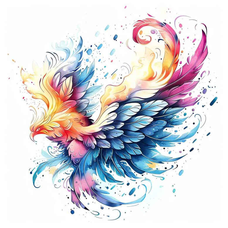 phoenix-with-symbolic-meaning – tattoo design ideas free ai generated – neotraditional-dynamic-color – for-shoulder-blade – Gallery: phoenix-inkby-ai