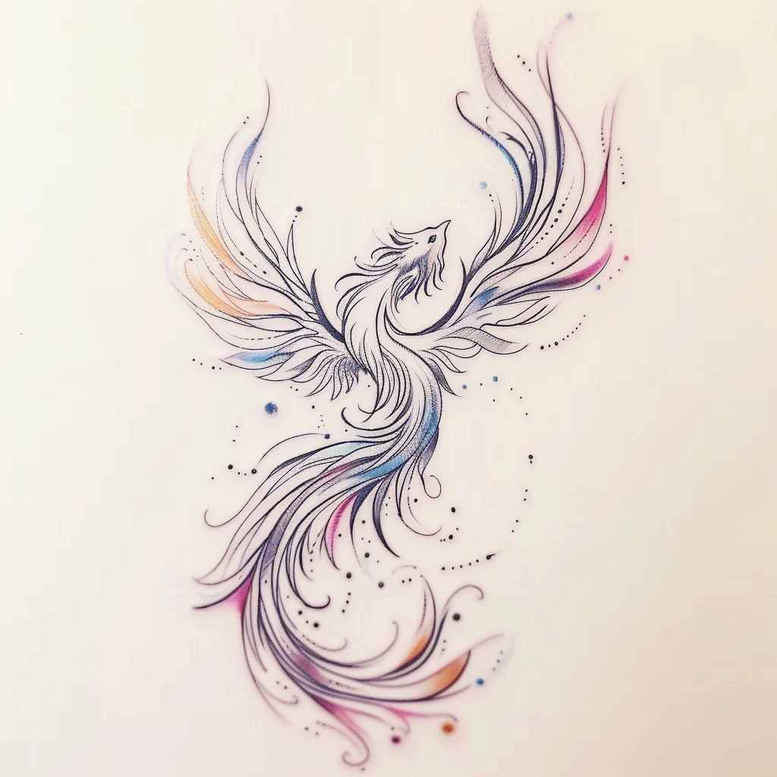 phoenix-with-symbolic-meaning – tattoo design ideas free ai generated – neotraditional-modern-classic – for-upper-back – Gallery: phoenix-inkby-ai