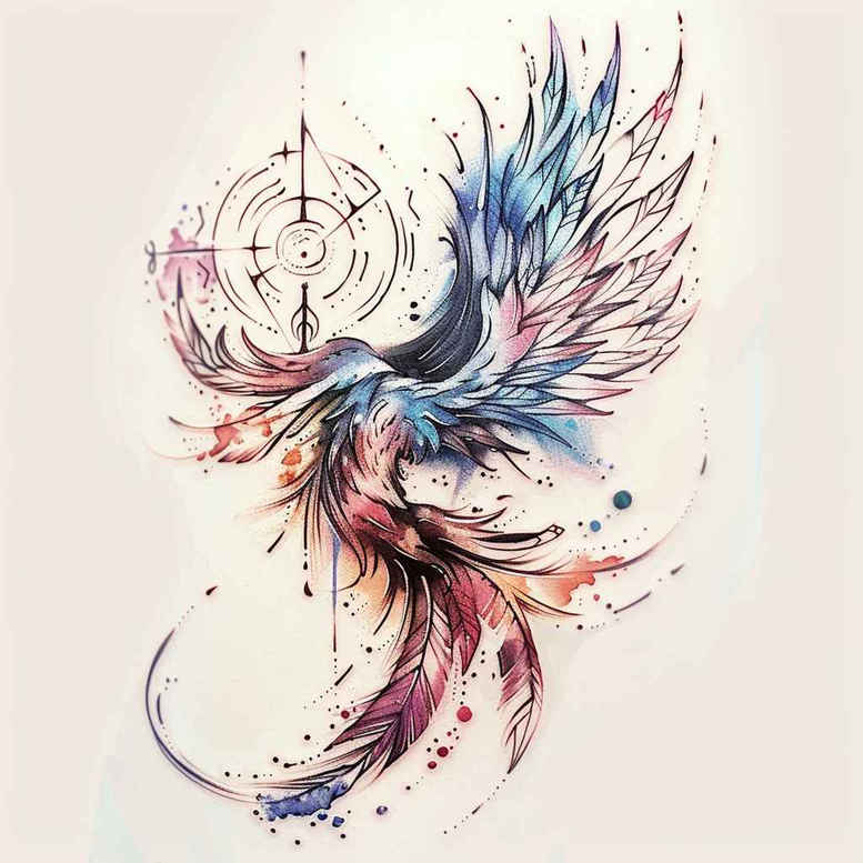 phoenix-with-symbolic-meaning – tattoo design ideas free ai generated – surrealism-phantasmagoric – for-wrist-side – Gallery: phoenix-inkby-ai