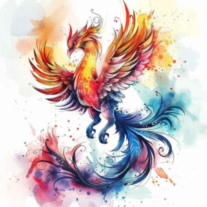 phoenix-with-waves – tattoo design ideas free ai generated – realism-natural-contours – for-temple – Gallery: phoenix-inkby-ai
