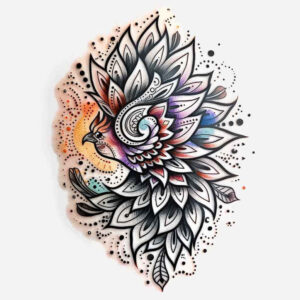 phoenix-with-waves – tattoo design ideas free ai generated – surrealism-blurred-boundaries – for-upper-arm – Gallery: phoenix-inkby-ai