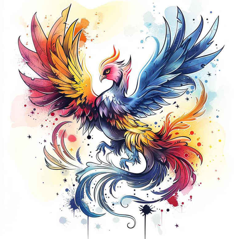 phoenix-with-wavy-lines-for-men – tattoo design ideas free ai generated – neotraditional-subtle-tone – for-upper-shoulder – Gallery: phoenix-inkby-ai