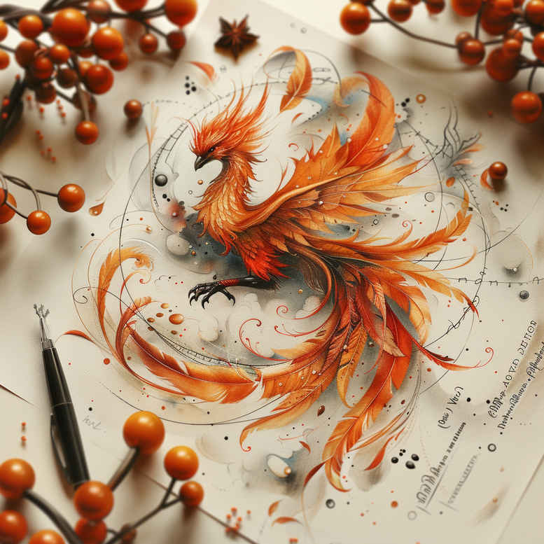 phoenix tattoo design ideas precise lines fiery for lower thigh