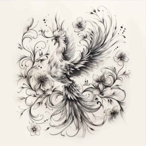 phoenix tattoo design ideas Realism studio quality fiery tail for fingers