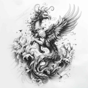 phoenix tattoo design ideas Neotraditional dynamic color fire bird for temple