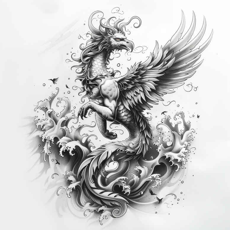 phoenix tattoo design ideas Neotraditional dynamic color fire bird for temple
