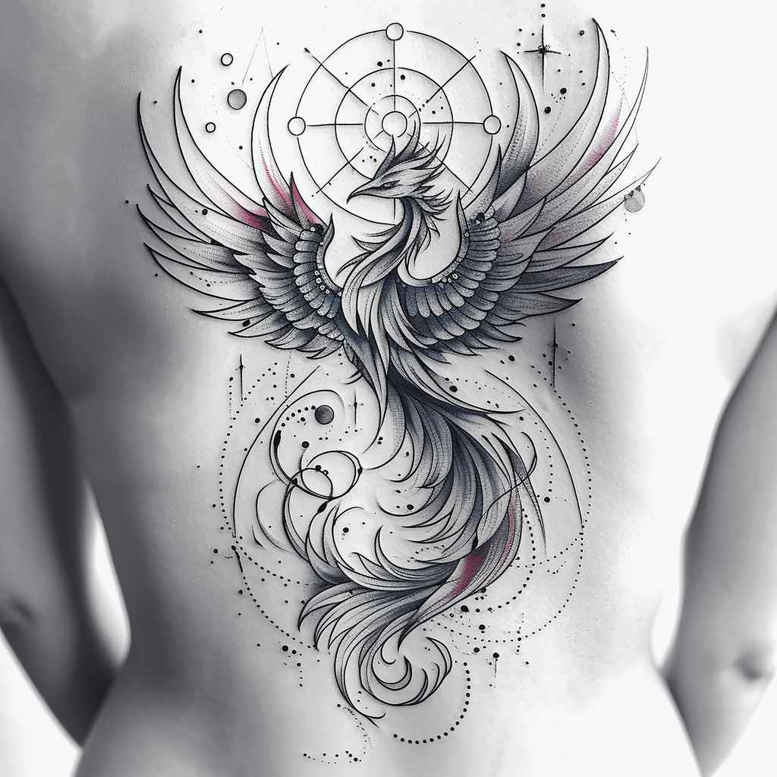 phoenix tattoo design ideas Surrealism whimsical fire for stomach
