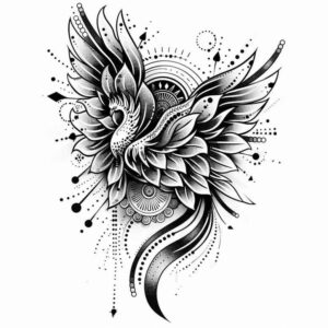 phoenix tattoo design ideas Surrealism vibrant contrasts immortal symbol of resilience
