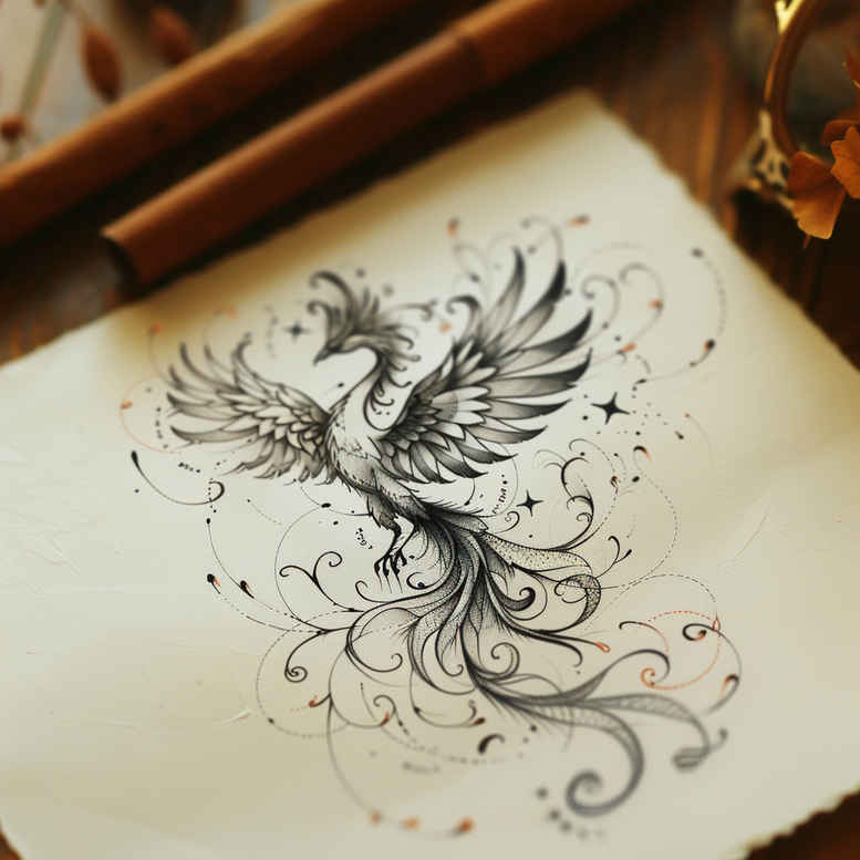 phoenix tattoo design ideas monochrome legend symbol of perseverance