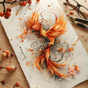 phoenix tattoo design ideas Realism reflective light magical for spine