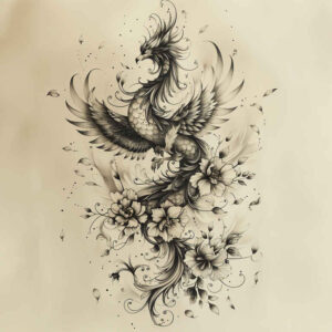 phoenix tattoo design ideas color blending mystical creature for full back