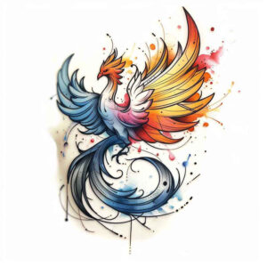 phoenix tattoo design ideas Surrealism phantasmagoria mystical motifs symbolising resilience