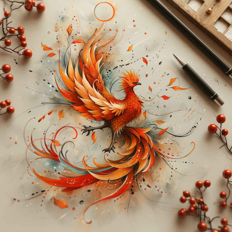 phoenix tattoo design ideas CGI-rendered mystical stands for resilience