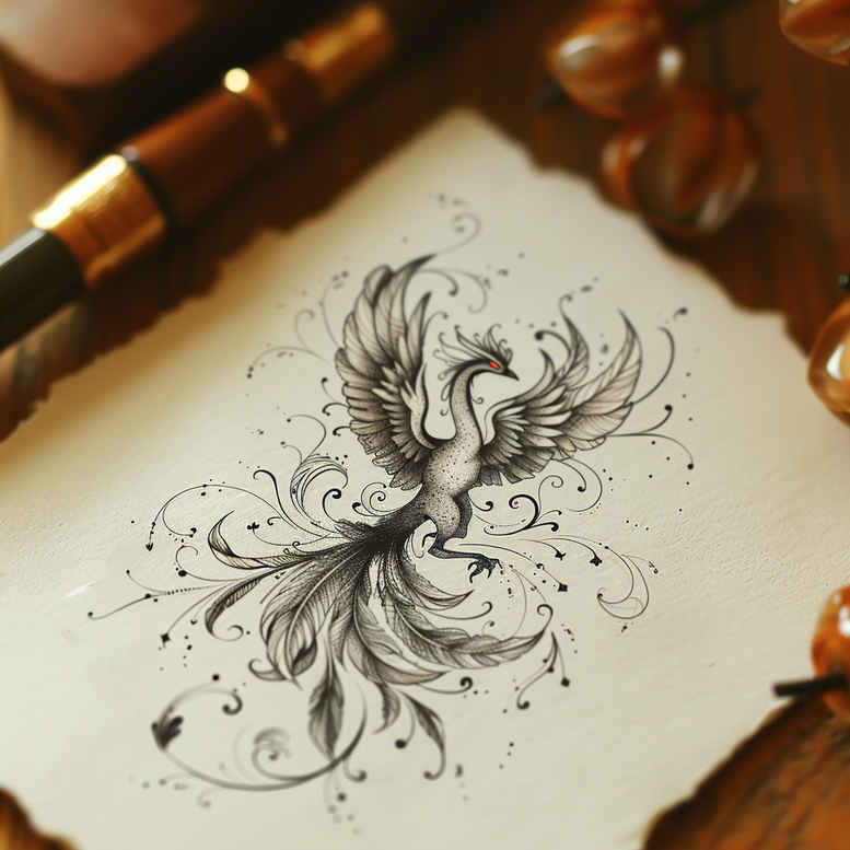 phoenix tattoo design ideas color saturation myth for abdomen