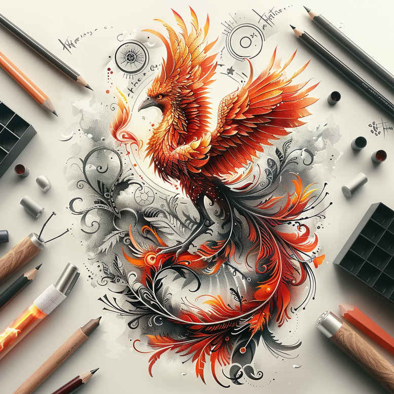 phoenix tattoo design ideas vivid hues myth for behind ear