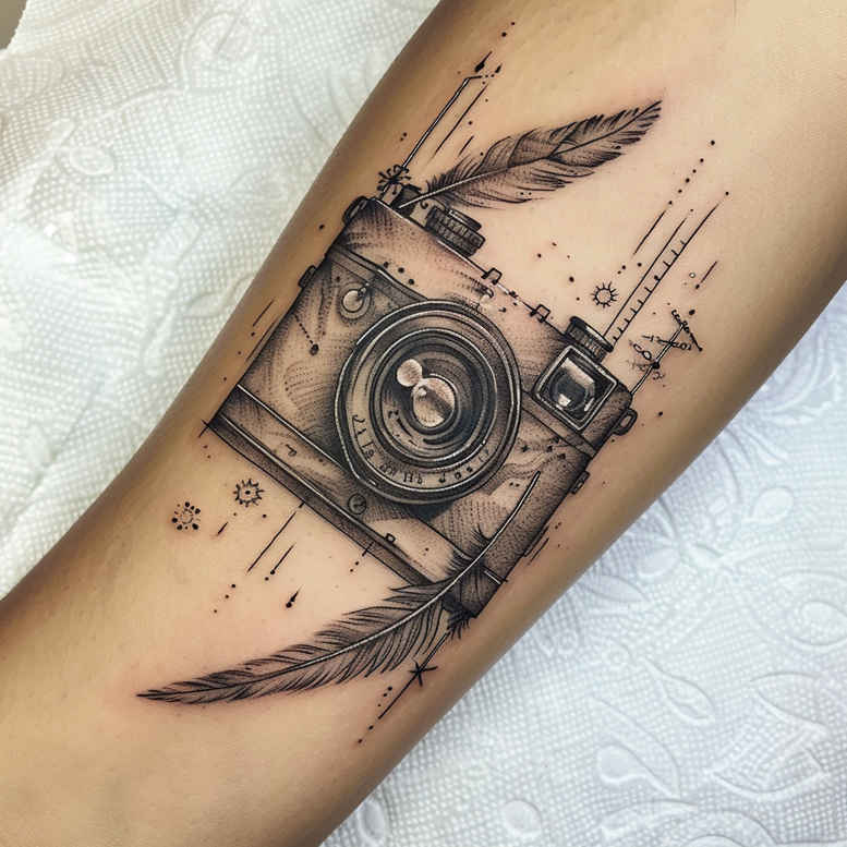 artistic-photography-tattoo – tattoo design ideas free ai generated – micro-symbol – for-shoulder – Gallery: photography-inkby-ai