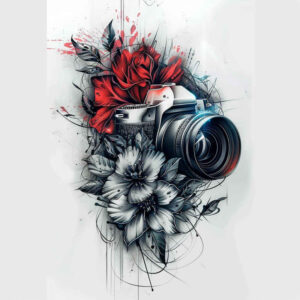 black-and-white-photography-tattoo – tattoo design ideas free ai generated – miniature – for-back – Gallery: photography-inkby-ai
