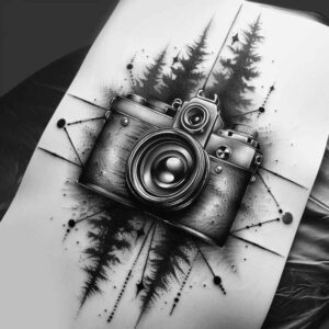 black-and-white-photography-tattoo – tattoo design ideas free ai generated – refined-ink – for-lower-leg – Gallery: photography-inkby-ai