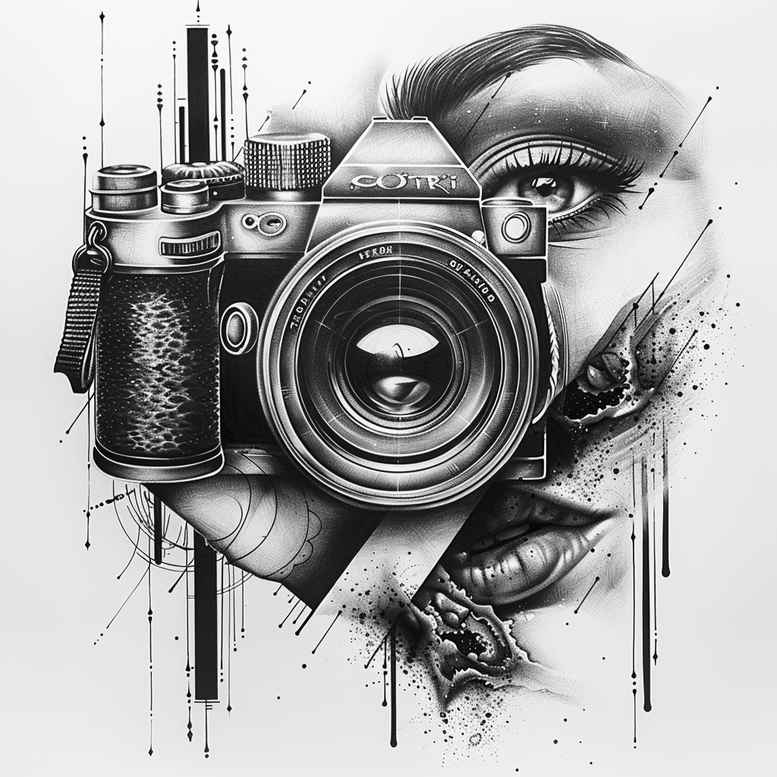 creative-photography-tattoo – tattoo design ideas free ai generated – uncluttered – for-behind-ear – Gallery: photography-inkby-ai
