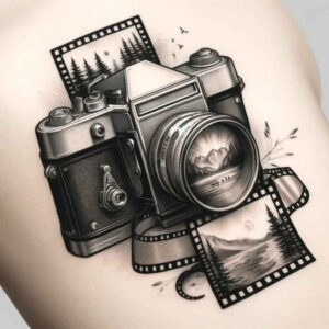 detailed-photography-tattoo – tattoo design ideas free ai generated – discreet-mark – for-lower-thigh – Gallery: photography-inkby-ai