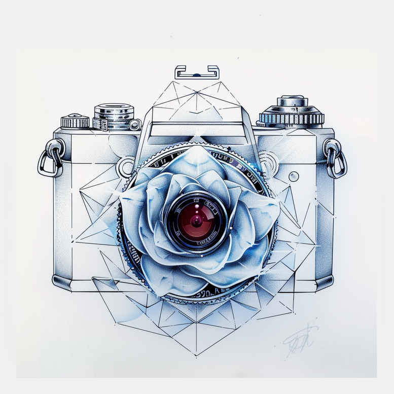 digital-photography-tattoo – tattoo design ideas free ai generated – clean-stroke – for-knee – Gallery: photography-inkby-ai