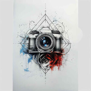 emotional-photography-tattoo – tattoo design ideas free ai generated – fine-line – for-temple – Gallery: photography-inkby-ai