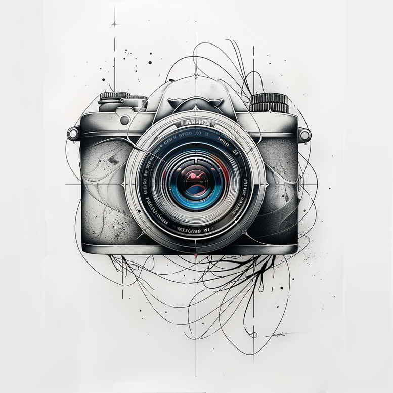 energetic-photography-tattoo – tattoo design ideas free ai generated – compact – for-shoulder – Gallery: photography-inkby-ai
