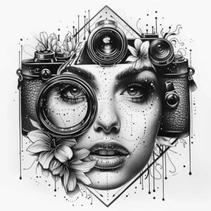 experimental-photography-tattoo – tattoo design ideas free ai generated – pristine – for-upper-thigh – Gallery: photography-inkby-ai