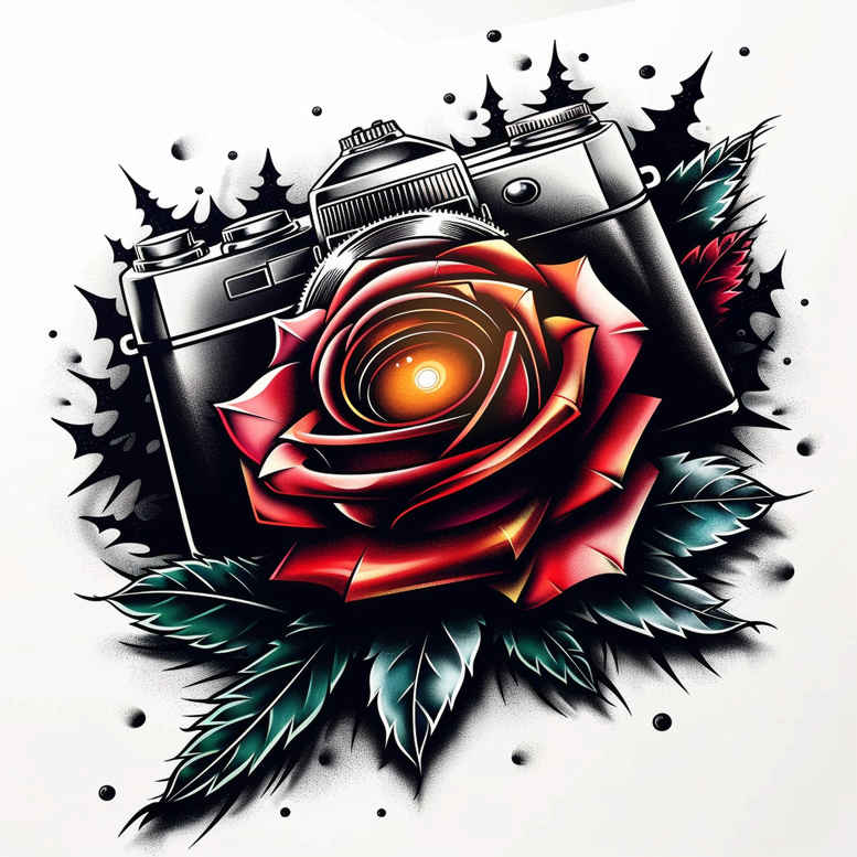 expressive-portrait-photography-tattoo – tattoo design ideas free ai generated – modest – for-calf – Gallery: photography-inkby-ai