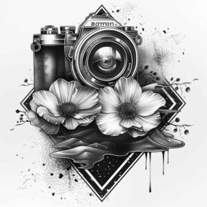 line-photography-tattoo – tattoo design ideas free ai generated – crisp-outline – for-full-back – Gallery: photography-inkby-ai