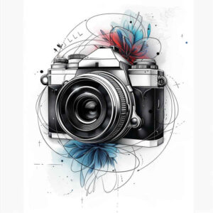 line-photography-tattoo – tattoo design ideas free ai generated – diminutive – for-behind-ear – Gallery: photography-inkby-ai