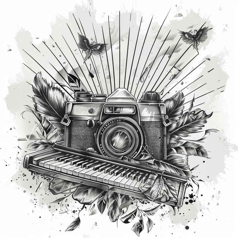 motion-photography-tattoo – tattoo design ideas free ai generated – monochrome – for-upper-arm – Gallery: photography-inkby-ai