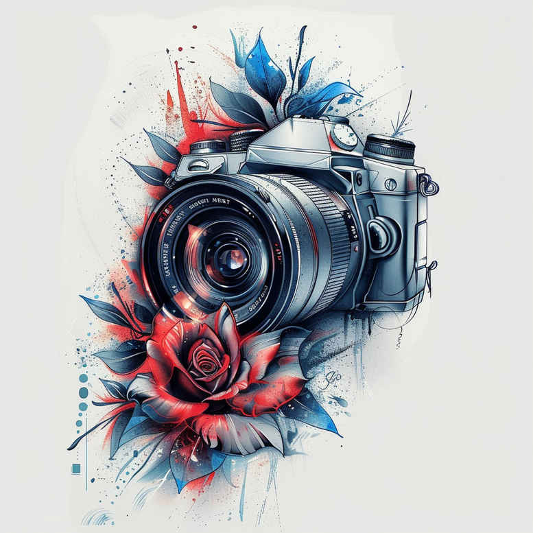 ornamental-photography-tattoo – tattoo design ideas free ai generated – simple-icon – for-upper-shoulder – Gallery: photography-inkby-ai