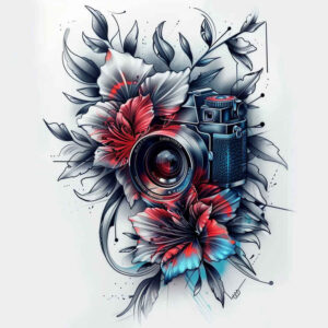 pastel-color-photography-tattoo – tattoo design ideas free ai generated – negative-space – for-shin – Gallery: photography-inkby-ai