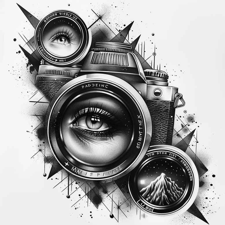 photography-hobby-tattoo – tattoo design ideas free ai generated – micro-symbol – for-thigh – Gallery: photography-inkby-ai