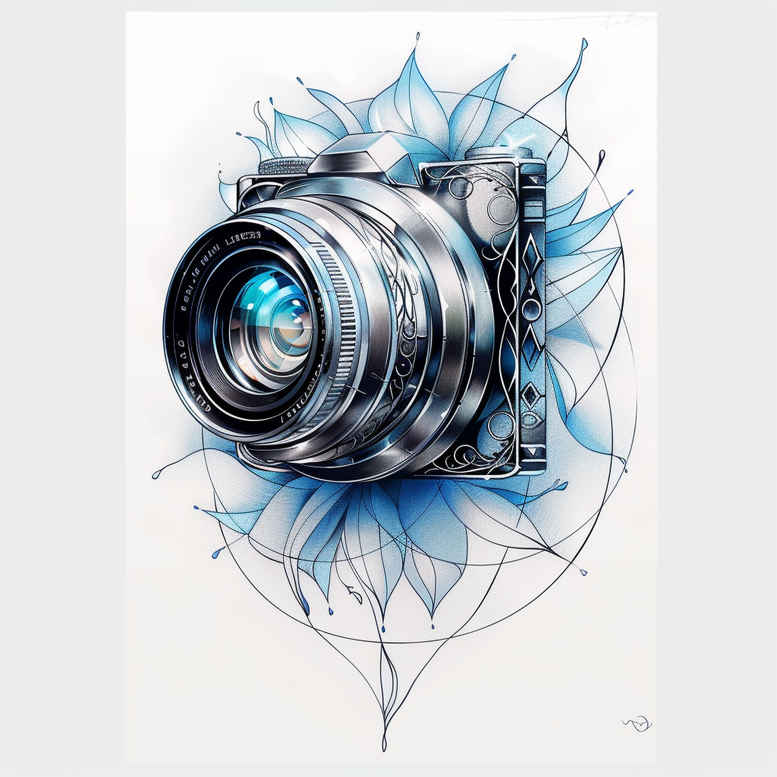 symbolic-photography-tattoo – tattoo design ideas free ai generated – discreet-mark – for-behind-ear – Gallery: photography-inkby-ai