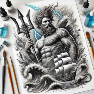 greek-mythology-tattoo – tattoo design ideas free ai generated – chilling – for-forearm – Gallery: poseidon-inkby-ai