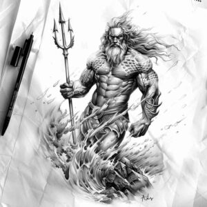 greek-mythology-tattoo – tattoo design ideas free ai generated – night-terror – for-nape – Gallery: poseidon-inkby-ai