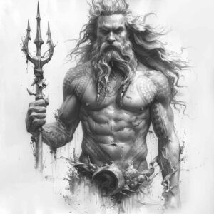 ocean-deity-tattoo – tattoo design ideas free ai generated – ghostly – for-upper-chest – Gallery: poseidon-inkby-ai