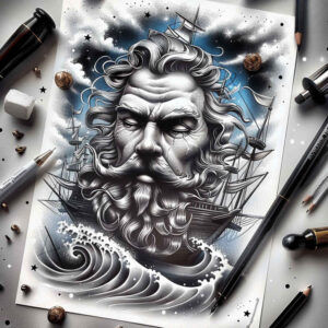 ocean-depth-god-tattoo – tattoo design ideas free ai generated – macabre – for-hip – Gallery: poseidon-inkby-ai