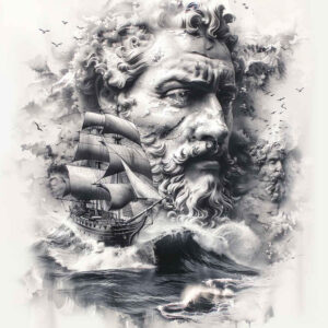 ocean-god-tattoo – tattoo design ideas free ai generated – occult – for-lower-leg – Gallery: poseidon-inkby-ai